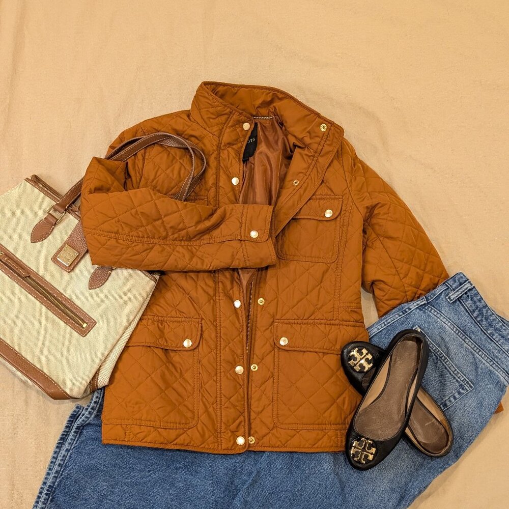 Talbots Quilted Burnt Orange Barn Coat - Women's sz S